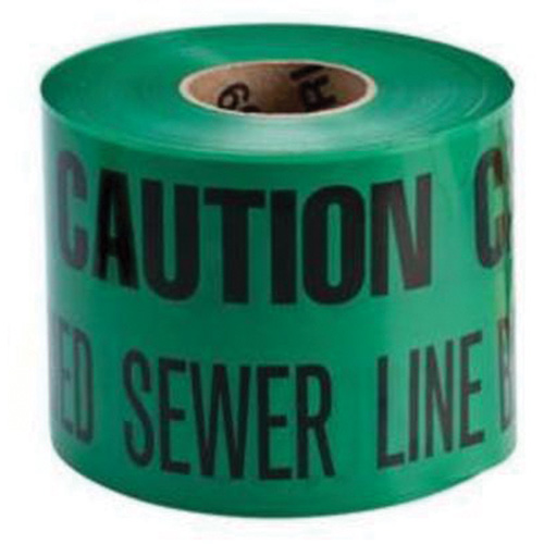 "Buried Sewer Line" Identoline&reg; Underground Warning Tape, 6" W x 1000' L, Black on Green Distribution Élite MP
