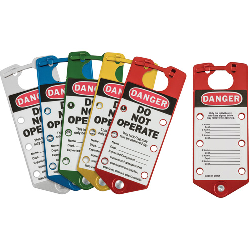 Labeled Lockout Hasps, Blue/Green/Red/Silver/Yellow Distribution Élite MP
