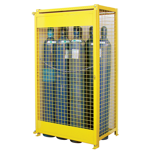 Gas Cylinder Cabinets, 10 Cylinder Capacity, 44" W x 30" D x 74" H, Yellow Distribution Élite MP