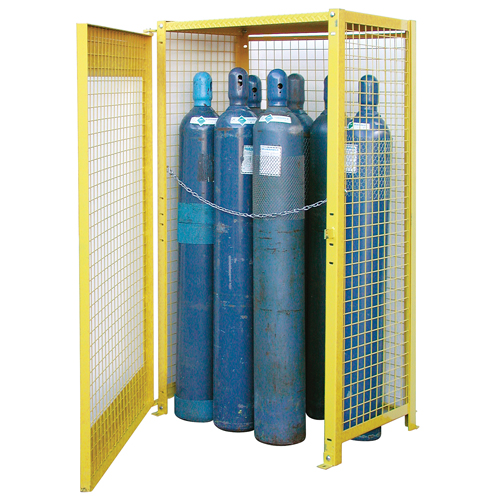 Gas Cylinder Cabinets, 10 Cylinder Capacity, 44" W x 30" D x 74" H, Yellow Distribution Élite MP