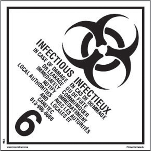 &eacute;tiquettes d'exp&eacute;dition TMD, Classe 6,2, Substances infectieuses, Papier Distribution Élite MP