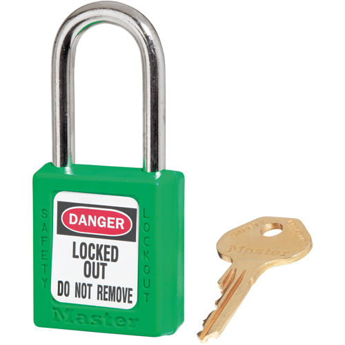 410 Zenex Safety Padlock, Green, Keyed Different, Thermoplastic, 1-1/2" Width Distribution Élite MP