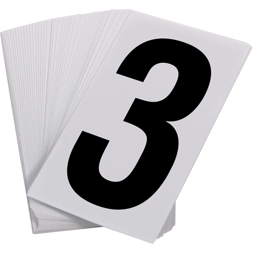 Num&eacute;ros autocollants, 3, 3-1/2" h, Noir sur blanc Distribution Élite MP
