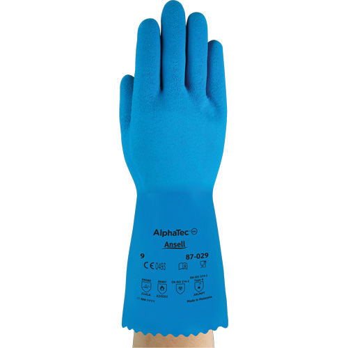 Gants AlphaTec 87-029, Taille Petit/7, 12" lo, Latex de caoutchouc, Doublure en Nylon, 50 mils Distribution Élite MP