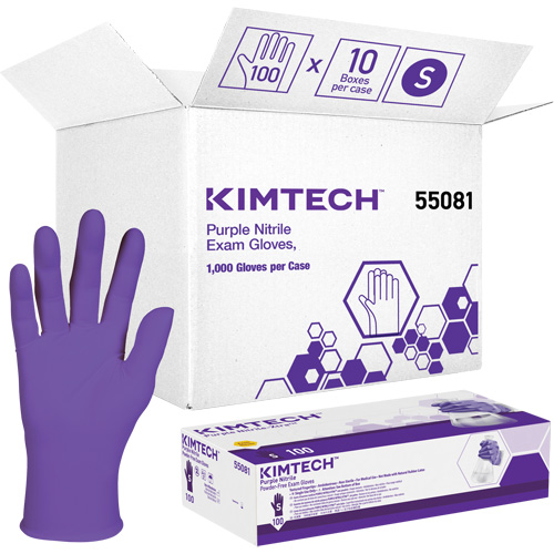 Gants d'examen Kimtech, Petit, Nitrile, 6 mils, Sans poudre, Mauve, Classe 2 Distribution Élite MP