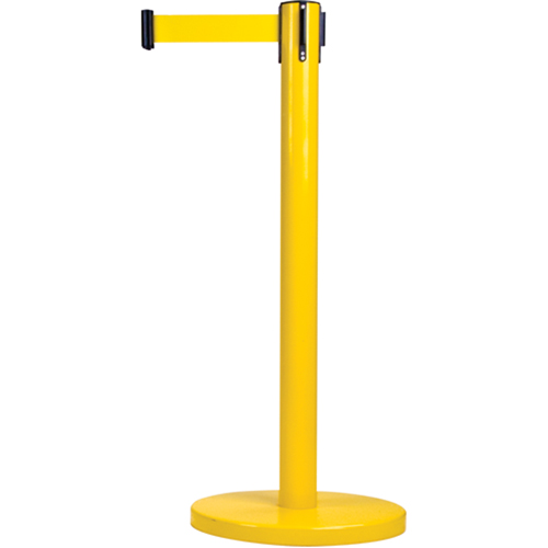 Barri&egrave;res sur pieds pour le contr&ocirc;le des foules, Acier, 35" h, Ruban Jaune, Longueur du ruban 7' Distribution Élite MP