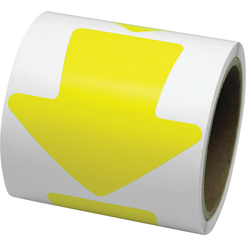 Coloured Floor Marking Decals, Arrow, 4" L x 4" W, Yellow, Vinyl Distribution Élite MP