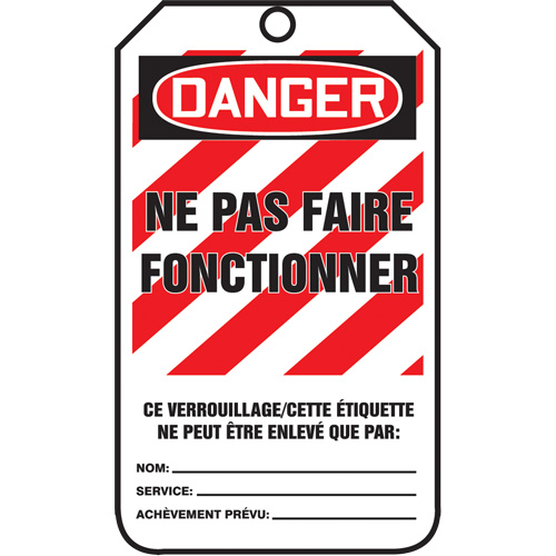 Lockout Tags, Plastic, 3-3/8" W x 5-7/8" H, French Distribution Élite MP