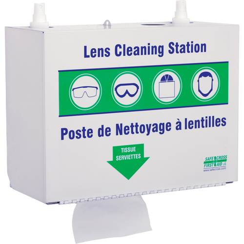 Postes en M&eacute;tal Pour Le Nettoyage De Verres - Deux Boutielle De Solution 500ml Et 1 Boîte De Serviettes, M&eacute;tal, 10,5" lo x 5,5" p x 6,3" h Distribution Élite MP