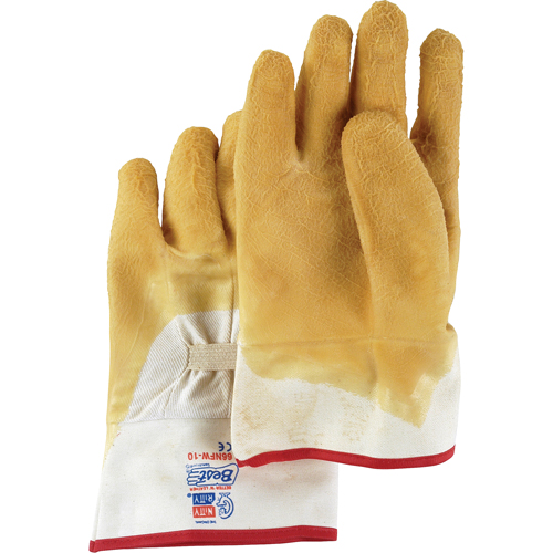 Gants enduits Nitty Gritty, 10/Grand, R&ecirc;vetement Latex de caoutchouc, Enveloppe en Coton Distribution Élite MP