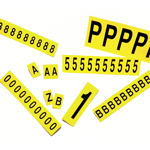 Rep&egrave;res adh&eacute;sifs &agrave; lettres individuelles, N, 2-15/16" h, Noir sur jaune Distribution Élite MP