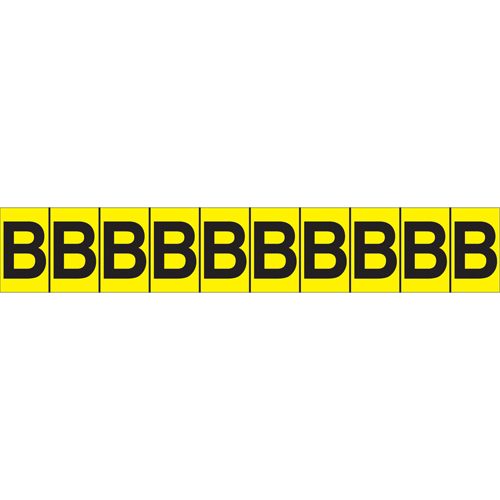 Rep&egrave;res adh&eacute;sifs &agrave; lettres individuelles, B, 1" h, Noir sur jaune Distribution Élite MP