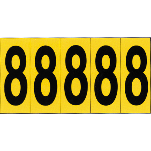 Rep&egrave;res adh&eacute;sifs &agrave; chiffres individuels, 8, 3-7/8" h, Noir sur jaune Distribution Élite MP
