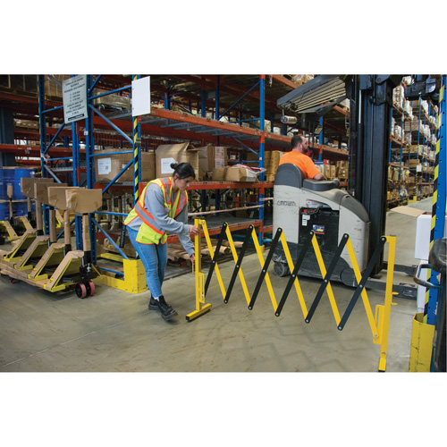 Barri&egrave;re extensible, 37" h x 11' lo, Noir/Jaune Distribution Élite MP
