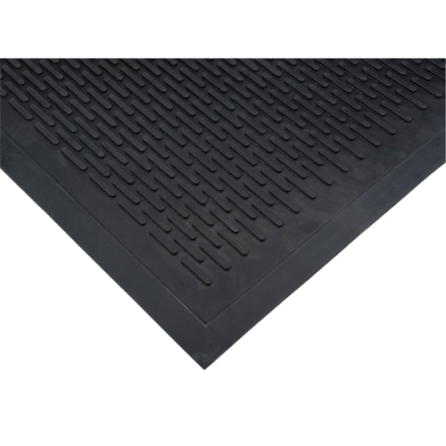 Tapis &agrave; profil bas, Caoutchouc, Grattoir Type, Motif Plein, 3' x 5', Noir Distribution Élite MP