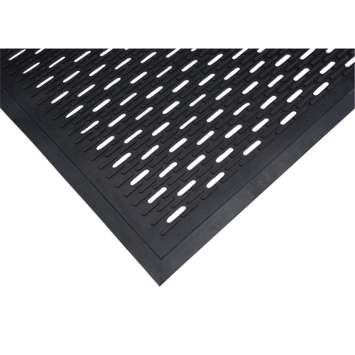 Low-Profile Matting, Rubber, Scraper Type, Slotted Pattern, 3' x 5', Black Distribution Élite MP