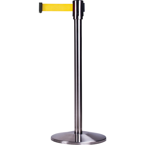 Free-Standing Crowd Control Barrier, Steel, 35" H, Yellow Tape, 12' Tape Length Distribution Élite MP
