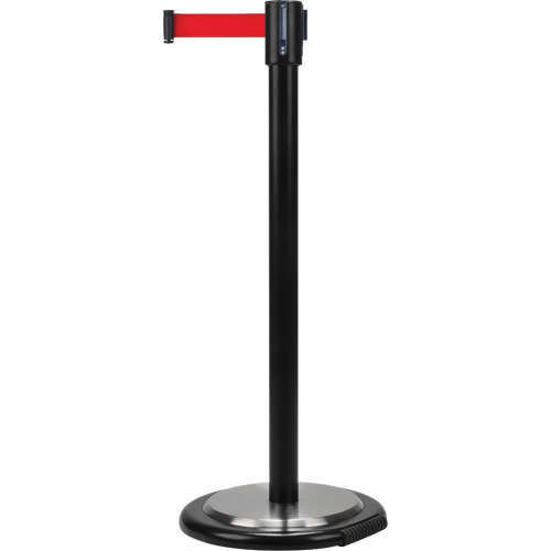 Free-Standing Crowd Control Barrier, Steel, 35" H, Red Tape, 12' Tape Length Distribution Élite MP
