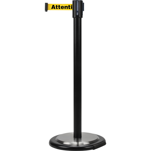 Free-Standing Crowd Control Barrier, Steel, 35" H, Yellow Tape, 7' Tape Length Distribution Élite MP