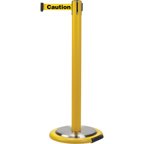 Barri&egrave;res sur pieds pour le contr&ocirc;le des foules, Acier, 35" h, Ruban Jaune, Longueur du ruban 7' Distribution Élite MP