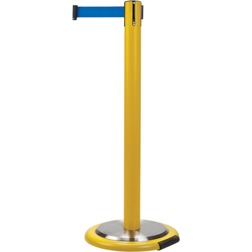 Barri&egrave;res sur pieds pour le contr&ocirc;le des foules, Acier, 35" h, Ruban Bleu, Longueur du ruban 7' Distribution Élite MP