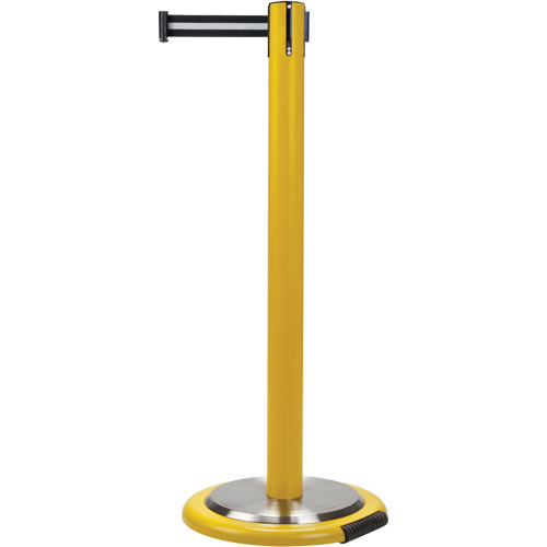 Barri&egrave;res sur pieds pour le contr&ocirc;le des foules, Acier, 35" h, Ruban Noir/Blanc, Longueur du ruban 7' Distribution Élite MP