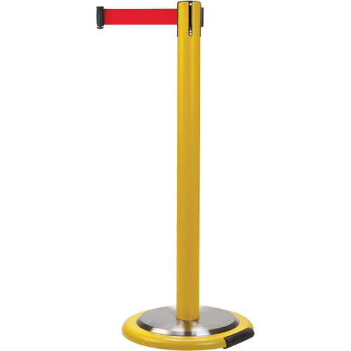 Free-Standing Crowd Control Barrier, Steel, 35" H, Red Tape, 7' Tape Length Distribution Élite MP