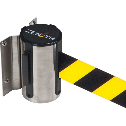 Wall Mount Barrier, Steel, Screw Mount, 7', Black/Yellow Tape Distribution Élite MP
