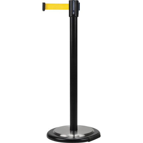 Barri&egrave;res sur pieds pour le contr&ocirc;le des foules, Acier, 35" h, Ruban Jaune, Longueur du ruban 12' Distribution Élite MP