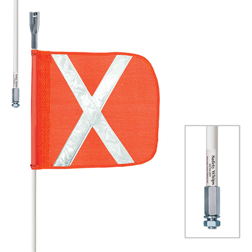 Safety Whip&reg; Heavy-Duty Whips, Threaded Mount, 5' High, Orange Distribution Élite MP