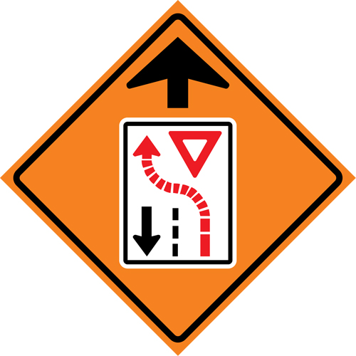 Yield Ahead Roll-Up Traffic Sign, 29-1/2" x 29-1/2", Vinyl, Pictogram Distribution Élite MP