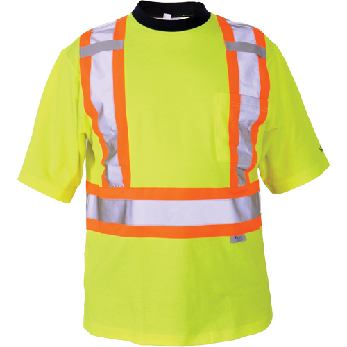 Safety T-Shirt, Polyester, Medium, High Visibility Lime-Yellow Distribution Élite MP