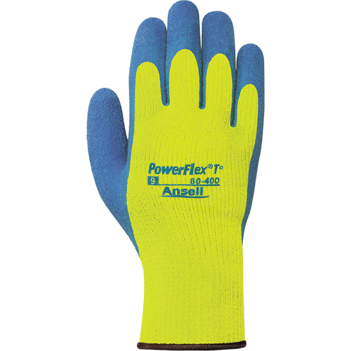 Gants PowerFlex T° Hi Viz 80-400, 7/Petit, R&ecirc;vetement Latex de caoutchouc, Calibre 7, Enveloppe en Tissu &eacute;ponge Distribution Élite MP