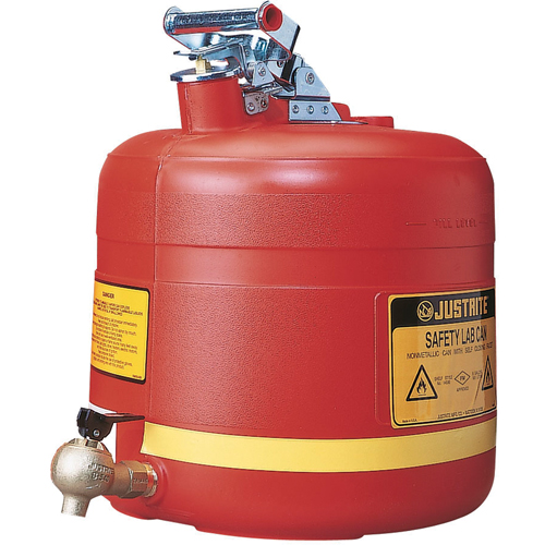 Bidon avec robinet s&eacute;curitaires pour laboratoires, Type I, Acier, 5 gal. US, Rouge, Homologu&eacute; FM Distribution Élite MP