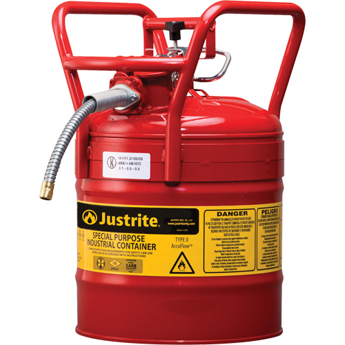 Bidons s&eacute;curitaires D.O.T. de AccuFlow, Type II, Acier, 5 gal. US, Rouge, Homologu&eacute; FM Distribution Élite MP