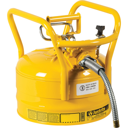 Bidons s&eacute;curitaires D.O.T. de AccuFlow, Type II, Acier, 2,5 gal. US, Jaune, Homologu&eacute; FM Distribution Élite MP