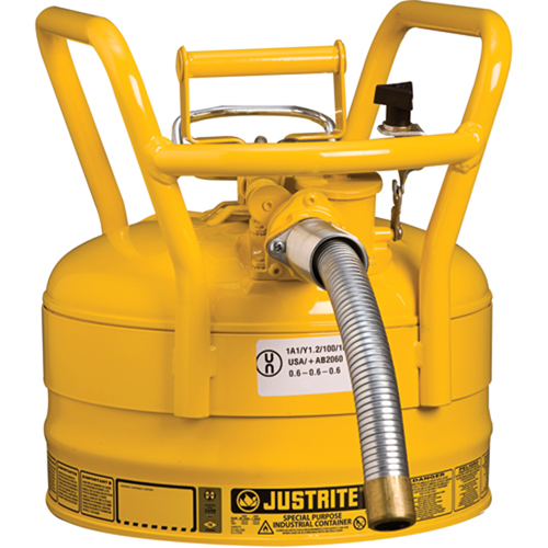 Bidons s&eacute;curitaires D.O.T. de AccuFlow, Type II, Acier, 2,5 gal. US, Jaune, Homologu&eacute; FM Distribution Élite MP