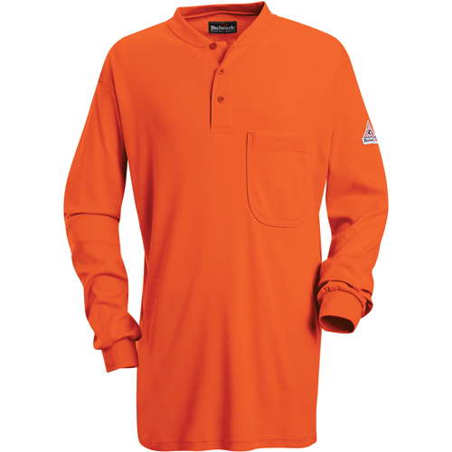 Chemises Henley sans &eacute;tiquette &agrave; manches longues r&eacute;sistantes aux flammes, Petit, Orange Distribution Élite MP