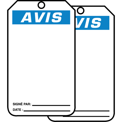 &eacute;tiquettes de s&eacute;curit&eacute; en français - &eacute;tiquettes avec ent&ecirc;ge vierge, Papier cartonn&eacute;, 3-1/8" la x 5-7/8" h, Français Distribution Élite MP