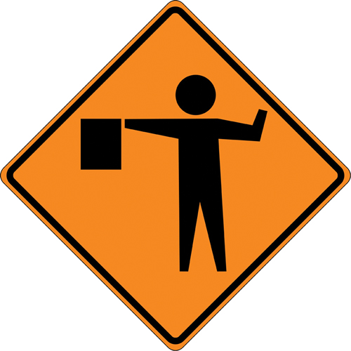 Panneau de construction enroulable - Tilt-Adjust signaleur, 36" x 36", Vinyle, Pictogramme Distribution Élite MP