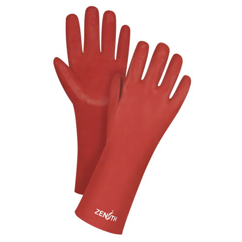 Gants rouges &agrave; fini doux r&eacute;sistants aux produits chimiques, Taille 9, 14" lo, PVC, Doublure en Interlock, 47-mil Distribution Élite MP