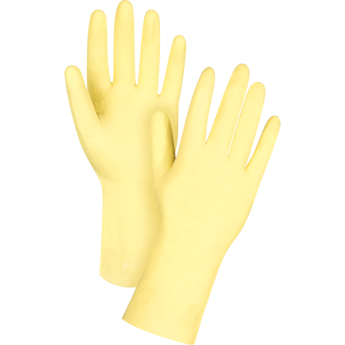 Gants jaune canari de premi&egrave;re qualit&eacute; r&eacute;sistants aux produits chimiques, Taille Grand/9, 12" lo, Latex de caoutchouc, Doublure en Ouat&eacute;e, 18 mils Distribution Élite MP