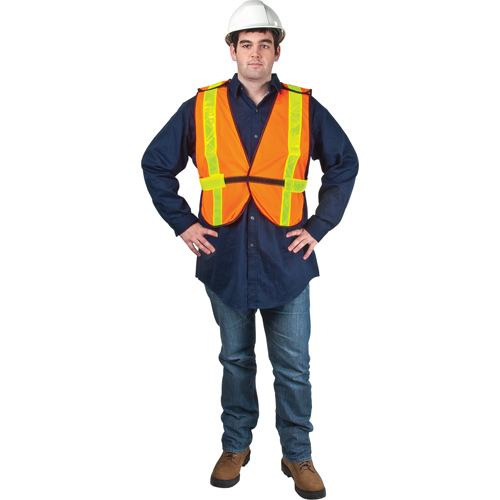 Standard-Duty Safety Vest, High Visibility Orange, Large, Polyester Distribution Élite MP