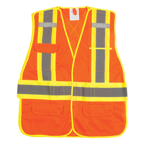 Veste d'arpenteur haute visibilit&eacute;, conforme &agrave; la CSA, Orange haute visibilit&eacute;, 2T-Grand, Polyester Distribution Élite MP