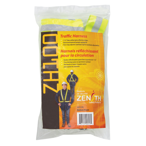 Standard-Duty Safety Harness, High Visibility Lime-Yellow, Silver Reflective Colour, Medium Distribution Élite MP
