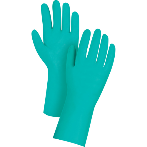 Gants de premi&egrave;re qualit&eacute; &agrave; prise en losange r&eacute;sistants aux produits chimiques, Taille Petit/7, 13" lo, Nitrile, 11 mils Distribution Élite MP