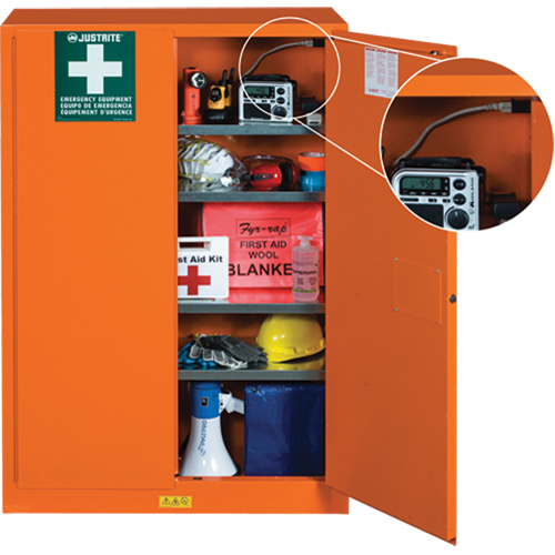 Armoires de rangement pour pr&eacute;paration aux situations d'urgence, Acier, 4 Tablettes, 65" h x 43" la x 18" P, Orange Distribution Élite MP