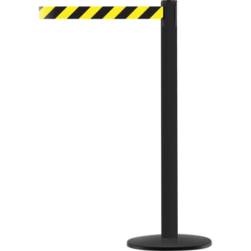 Advance TensaBarrier&reg; Barrier Post, Steel, 36" H, Black/Yellow Tape, 7.5' Tape Length Distribution Élite MP