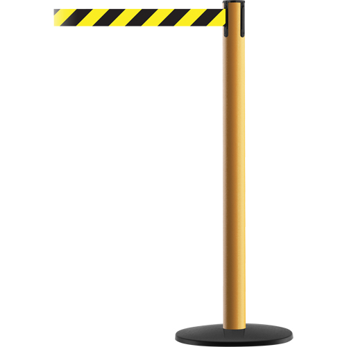 Montant pour syst&egrave;me Advance TensaBarrier, Acier, 36" h, Ruban Noir/Jaune, Longueur du ruban 7,5' Distribution Élite MP