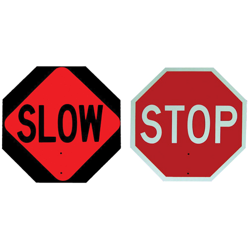 Panneau de signalisation &agrave; deux c&ocirc;t&eacute;s  Stop/Slow  Distribution Élite MP